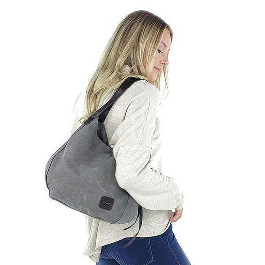 BOLSO DE HOMBRO DE LONA CON COMPARTIMENTOS TRIPLES - MXbueno