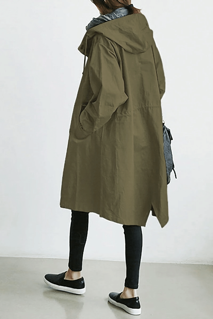 CHAQUETA IMPERMEABLE Y CORTAVIENTO OVERSIZED CON CAPUCHA - MXbueno