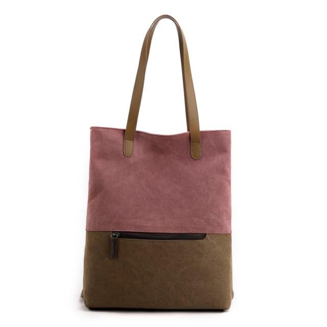 Bolsa De Mano Convertible 2 En 1 / Mochila Bolsa De Lona De Gran Capacidad Para Mujer