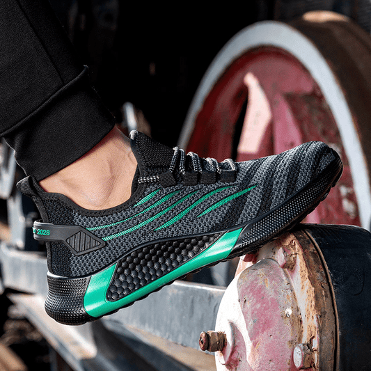 Zapatillas De Caminar De Malla Transpirable Con Punta De Acero Para Hombre Zapatos De ProtecciÓn Transpirables De Tejido Volador Zapatos De Seguridad