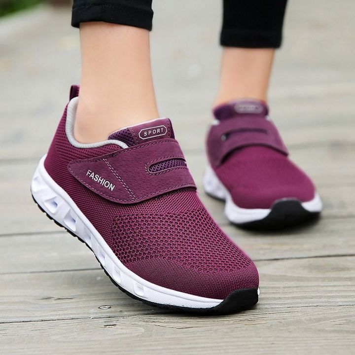 CÓmodos Zapatos De Malla De Velcro De Apoyo Para Caminar