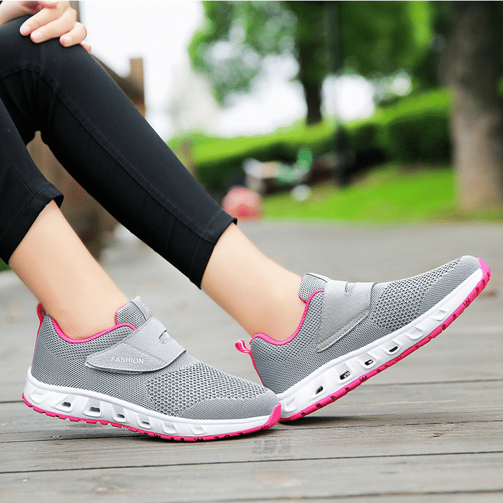 CÓmodos Zapatos De Malla De Velcro De Apoyo Para Caminar