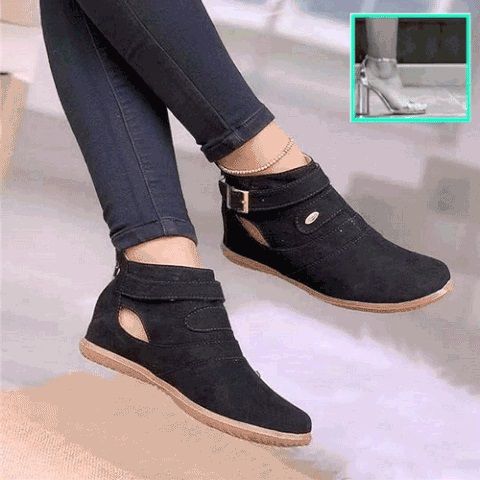 Nuevo Talla MÁs Botinas Botas De Mujer Zapatos Con Hebilla Bota Corta De TalÓn Grueso