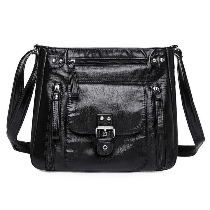 [W-Bolso] Bolso Bandolera De Mujer Con Varios Bolsillos En Piel Lavada Supersuave