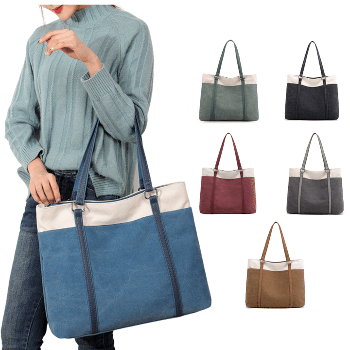 Bolso Grande De Lona Retro