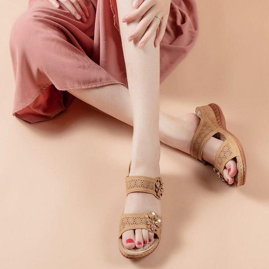 Nuevas Sandalias De Cuña Huecas Retro