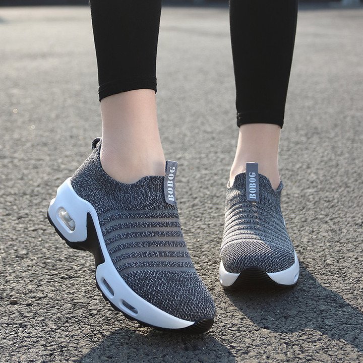 Zapatillas De Deporte Para Mujer Malla Sin Cordones Patrón De Rayas Transpirable Nueva Tendencia 2022 Zapatos Deportivos Para Caminar