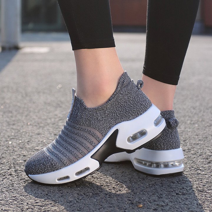 Zapatillas De Deporte Para Mujer Malla Sin Cordones Patrón De Rayas Transpirable Nueva Tendencia 2022 Zapatos Deportivos Para Caminar