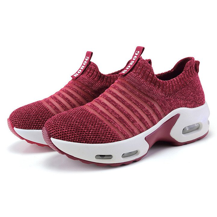 Zapatillas De Deporte Para Mujer Malla Sin Cordones Patrón De Rayas Transpirable Nueva Tendencia 2022 Zapatos Deportivos Para Caminar