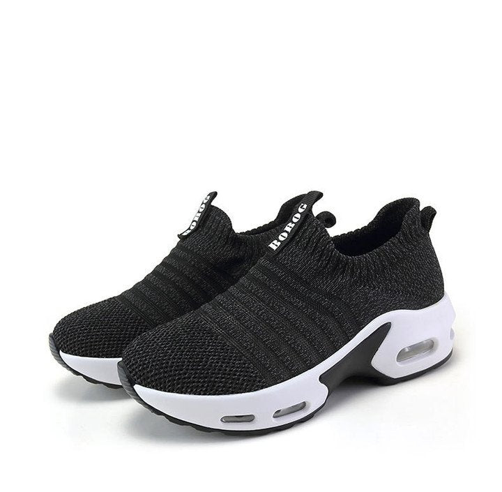 Zapatillas De Deporte Para Mujer Malla Sin Cordones Patrón De Rayas Transpirable Nueva Tendencia 2022 Zapatos Deportivos Para Caminar