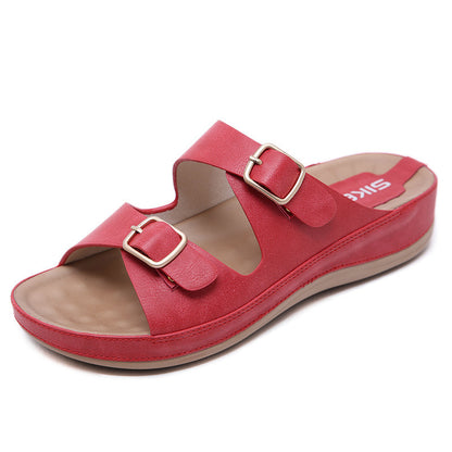 Sandalias De Plataforma Cómodas Con Hebilla Antideslizante