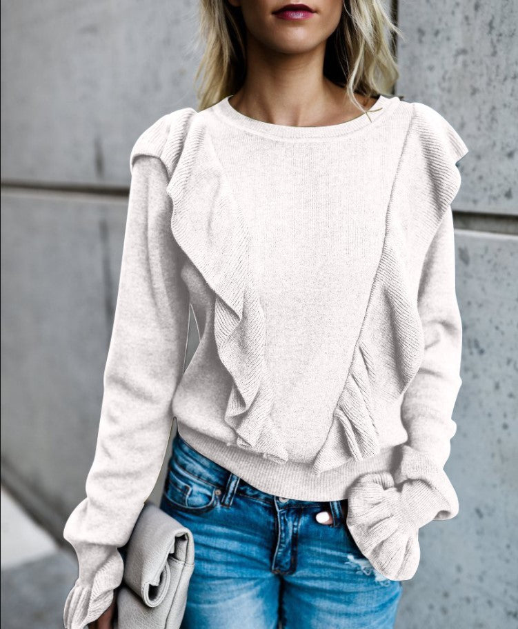 Camisetas De Manga Larga Para Mujeres Europeas Y Americanas Camiseta De Manga Acampanada Con Orejas De Madera