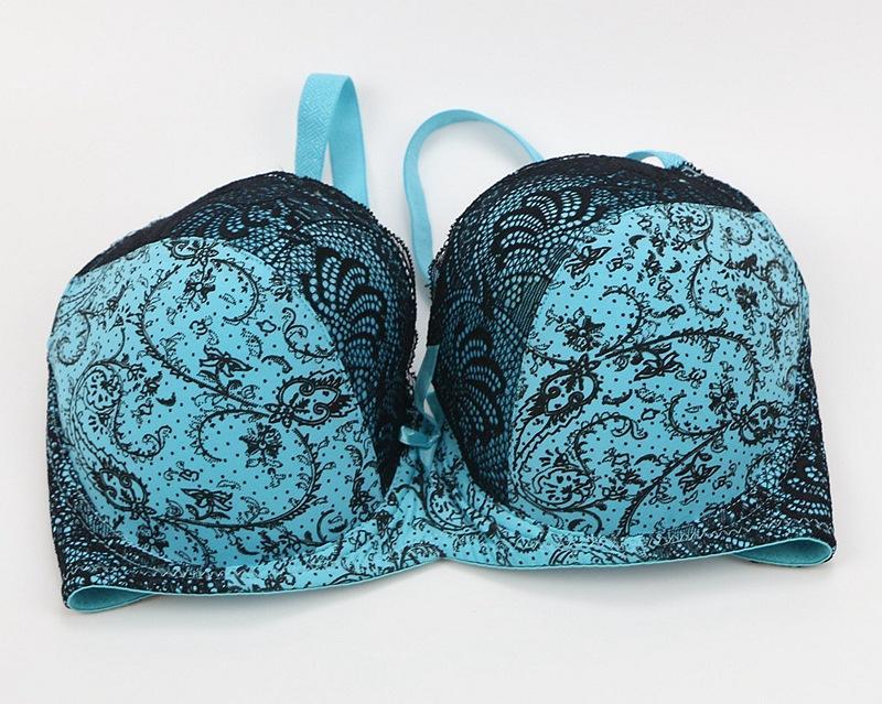 Conjunto De Sujetador Sexy Ropa Interior De Bloqueo De Color Con Estampado De Encaje