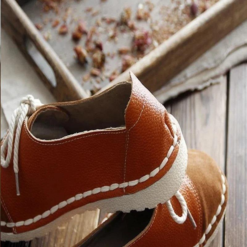 Tamaño grande Mujer Casual Soft Mocasines planos con cordones empalmes - MXbueno