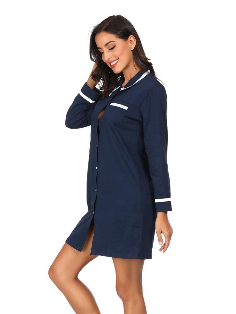 Los pijamas de manga larga estilo camisa de algodón - MXbueno