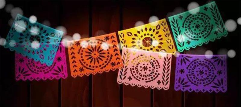 Guirnaldas de manta de fieltro con color multi para dias de los muertos - MXbueno