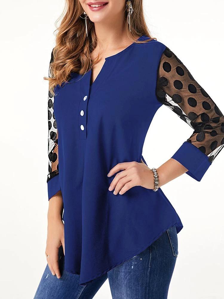 ¡VENTA!   Blusa delantera con botones de cuello dividido