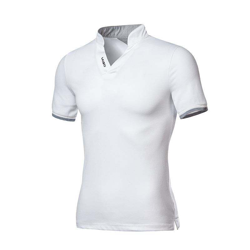 Polo De Manga Corta Con Cuello Alto Para Hombre