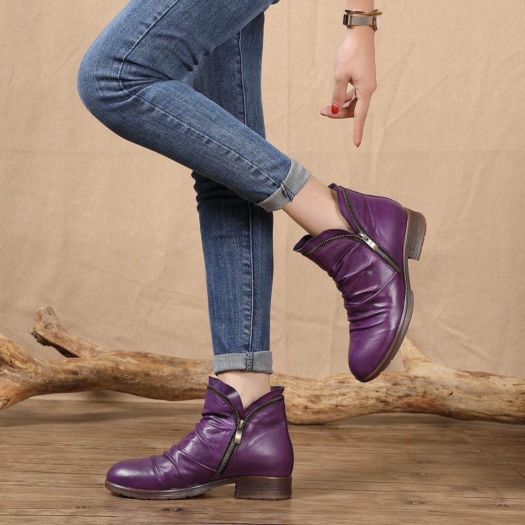 Botas de suave al tacto hecho de cuero de piel de becerro precioso (5 Colores) - MXbueno