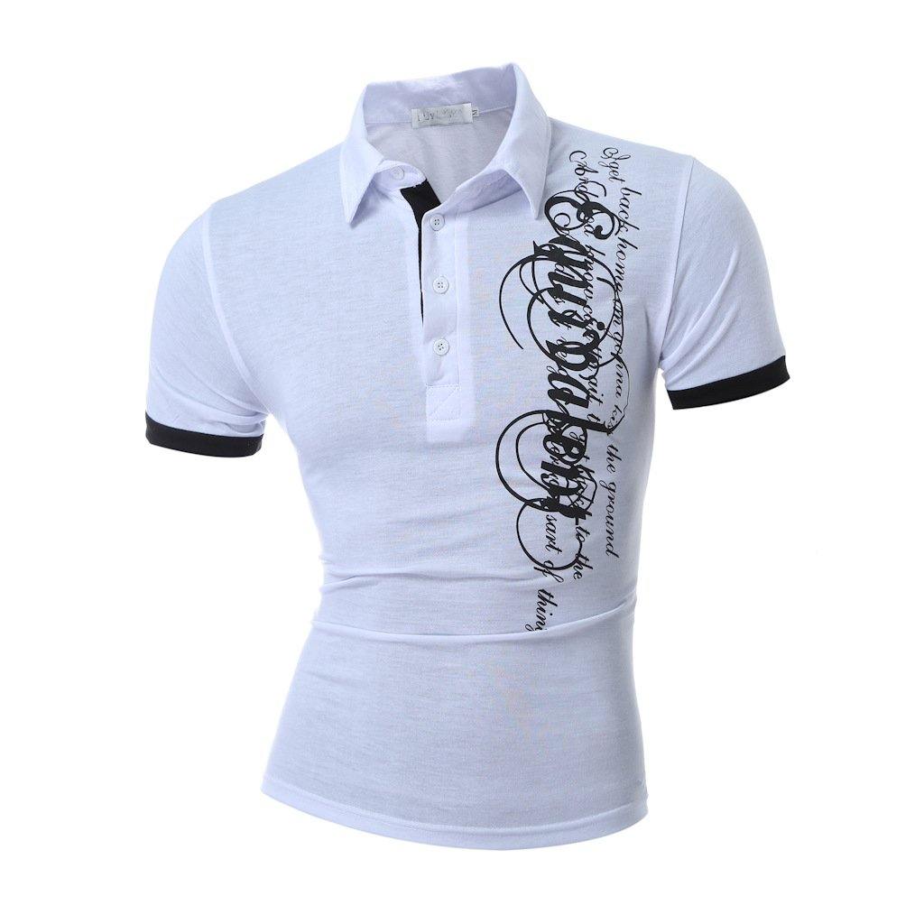 POLO casual delgado con estampado de letras manga corta - MXbueno