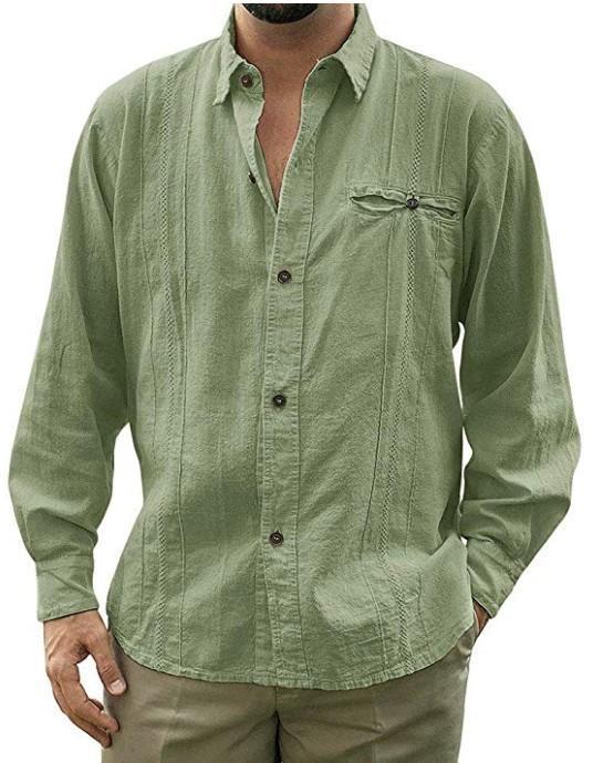 Camisa de lino de manga larga de hombre nuevo