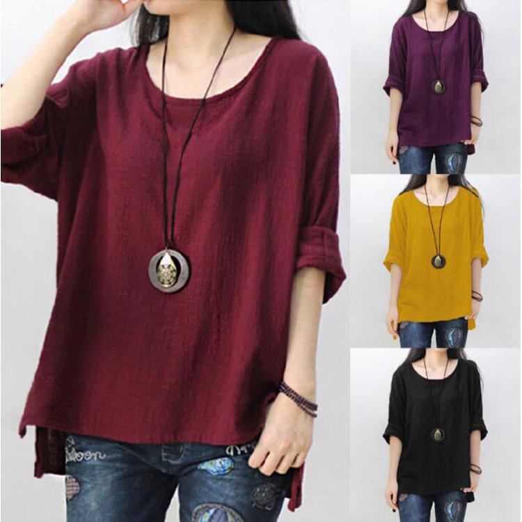 Venta Caliente Camiseta Suelta De Algodón Y Lino