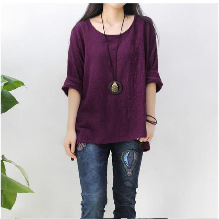 Venta Caliente Camiseta Suelta De Algodón Y Lino