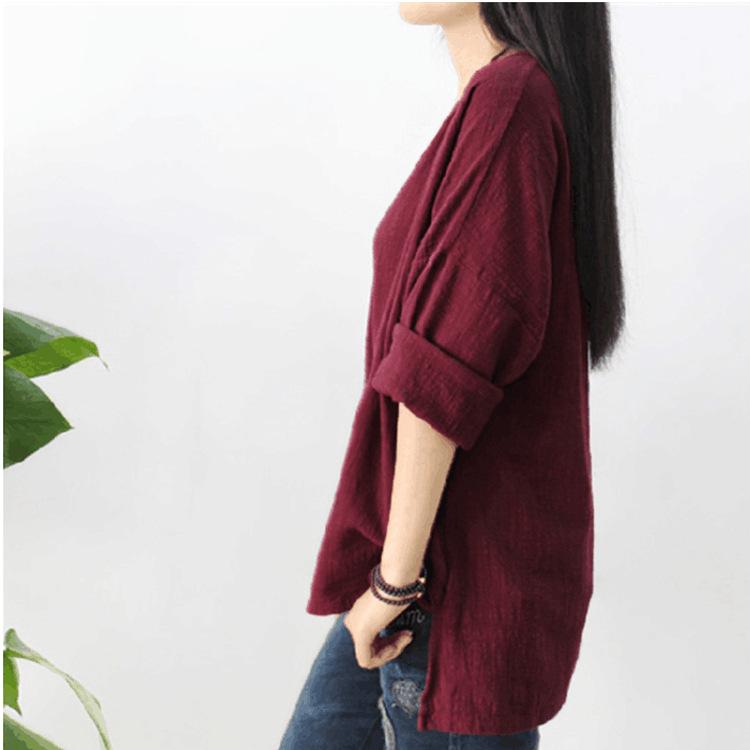 Venta Caliente Camiseta Suelta De Algodón Y Lino