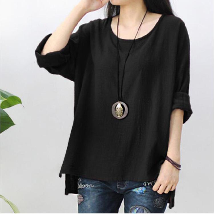 Venta Caliente Camiseta Suelta De Algodón Y Lino