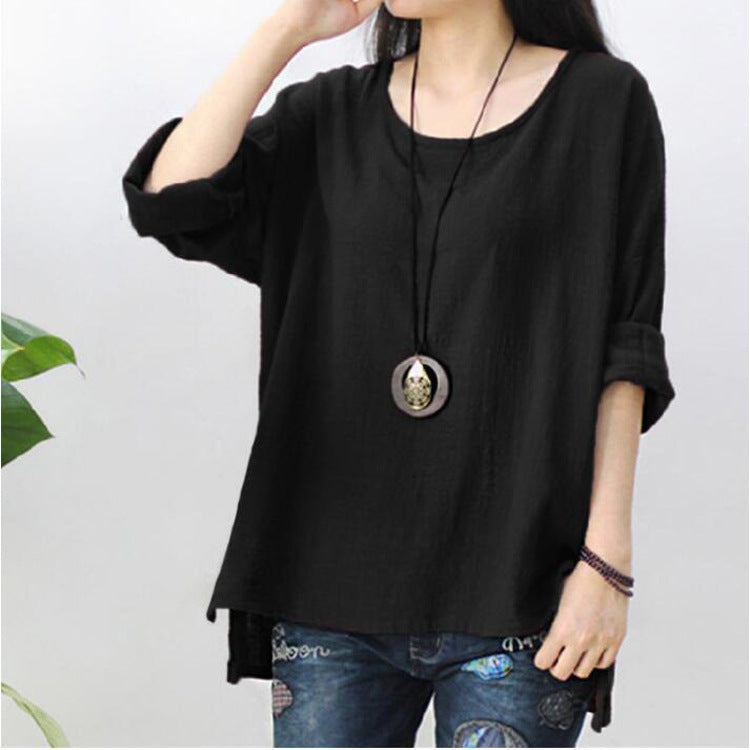 Venta Caliente Camiseta Suelta De Algodón Y Lino