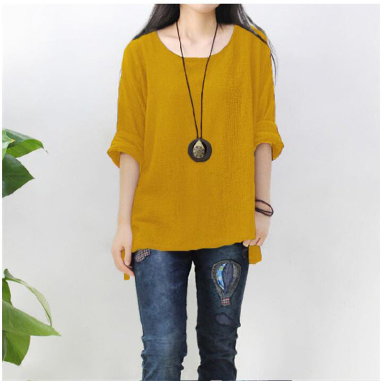 Venta Caliente Camiseta Suelta De Algodón Y Lino
