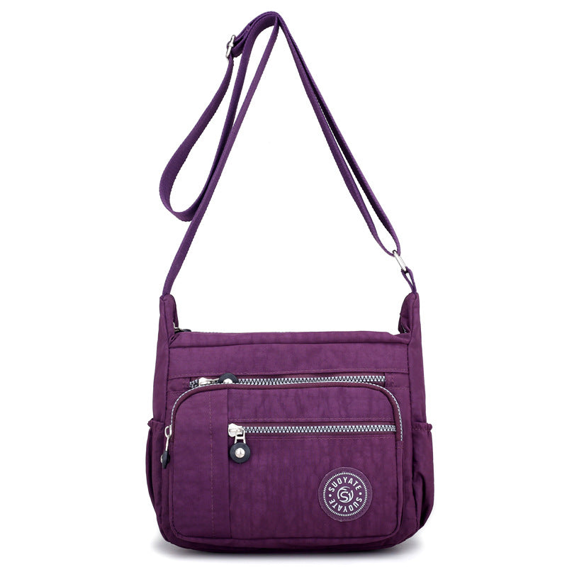 [W-Bolso] Bolso De Hombro Para Mujer, Bolso De Tela De Nailon Informal, Bolso De Mensajero De Viaje Para Mamá Con Múltiples Bolsillos