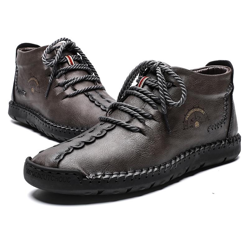 Botas Cortas De Hombre Retro Cosidas A Mano