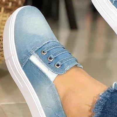 Zapatos de lona elásticos con plataforma denim - MXbueno