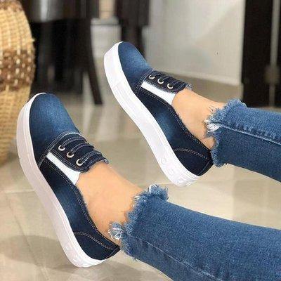 Zapatos de lona elásticos con plataforma denim - MXbueno