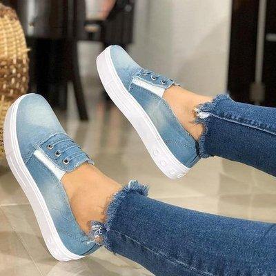 Zapatos de lona elásticos con plataforma denim - MXbueno