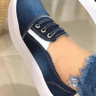 Zapatos de lona elásticos con plataforma denim - MXbueno