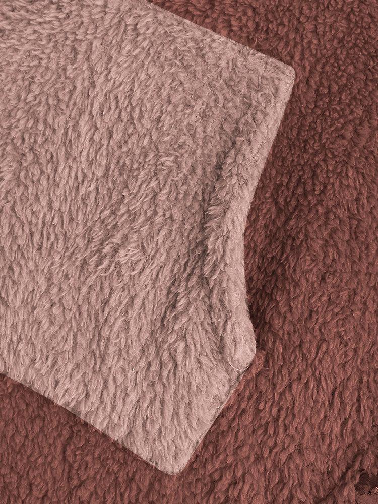 Suéter con capucha de color sólido de felpa suelta para mujer - MXbueno