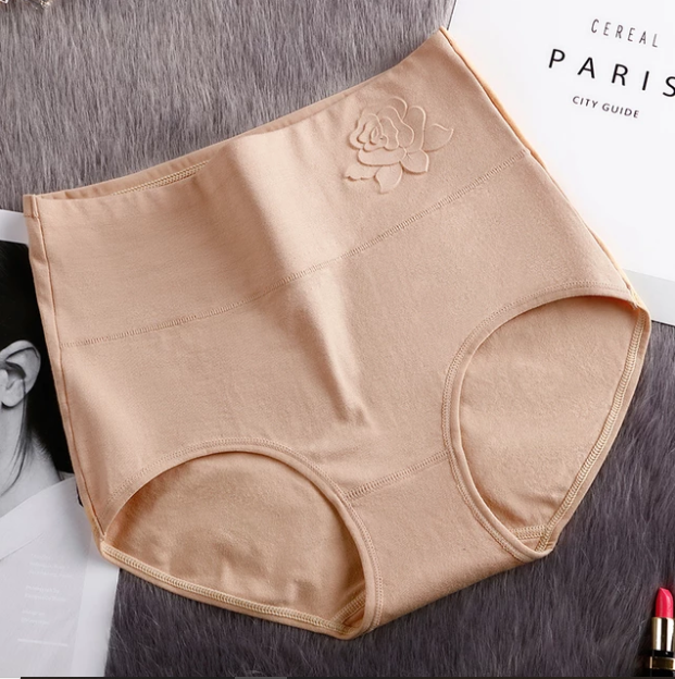 [W-Ropa Interior] Ropa Interior De Mujer En Relieve Transpirable || Calzoncillos De Cintura Alta || Multicolor