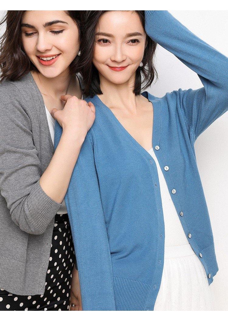 Prendas de punto nuevas 2020 larga manga de mujer de cuello en V - MXbueno