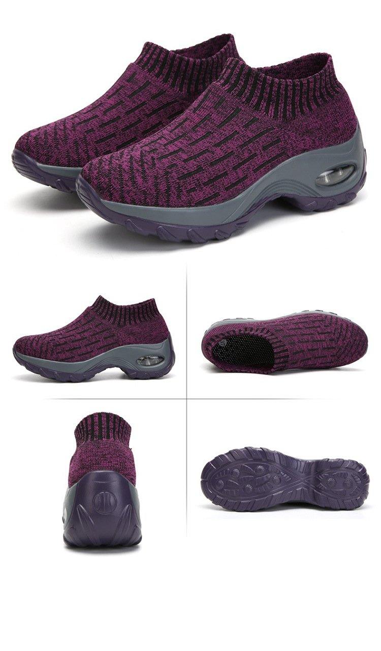 Mujer Malla acolchada de punto transpirable Slip Om Plataforma Zapatos deportivos casuales - MXbueno