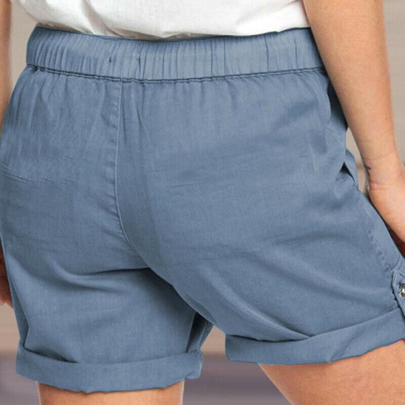 Pantalones cortos de mujer lisos rectos con cordones