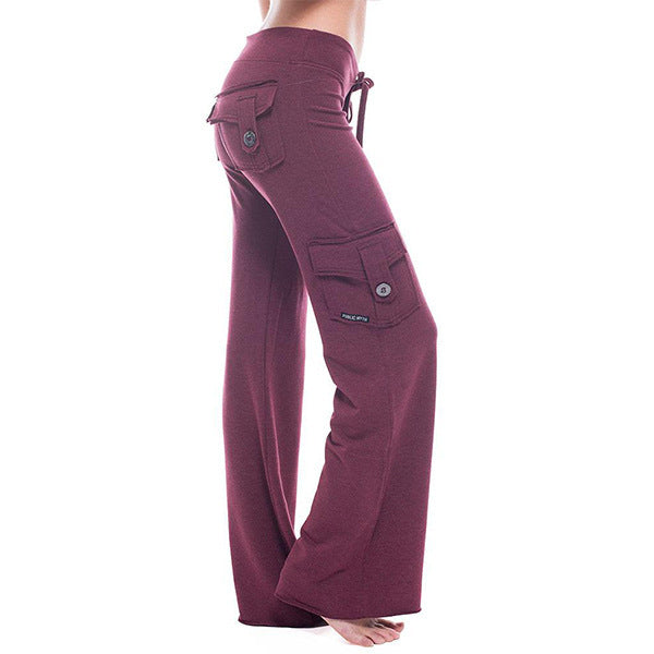 Pantalones De Yoga De Bolsillo Con Sujetador Lumbar Elástico Europeo Y Americano