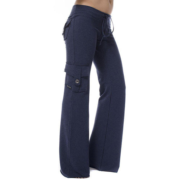 Pantalones De Yoga De Bolsillo Con Sujetador Lumbar Elástico Europeo Y Americano