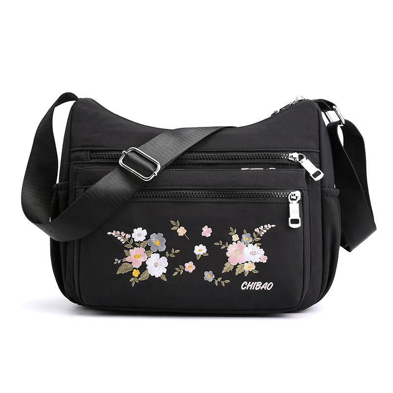 [W-Bolso] Bandolera De Hombro Con Bordado Floral Para Mujer
