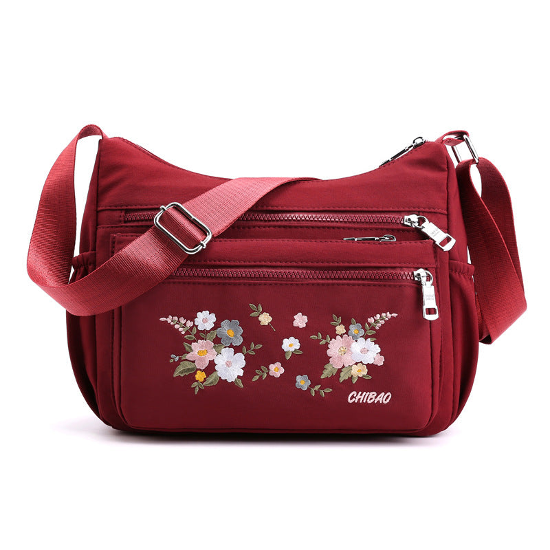 [W-Bolso] Bandolera De Hombro Con Bordado Floral Para Mujer