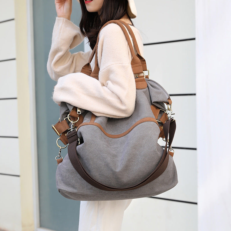 [W-Bolso] Bolso De Lona Para Mujer Casual Crossbody Bolso Retro