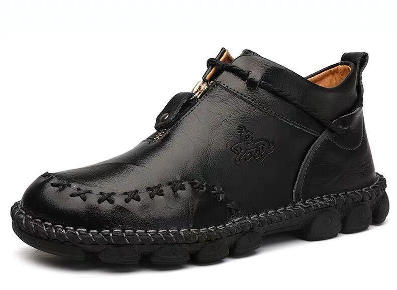 Hombres De La Mano De Costura De Cuero De Vaca No Slip Soft Sole Botas Casual - MXbueno