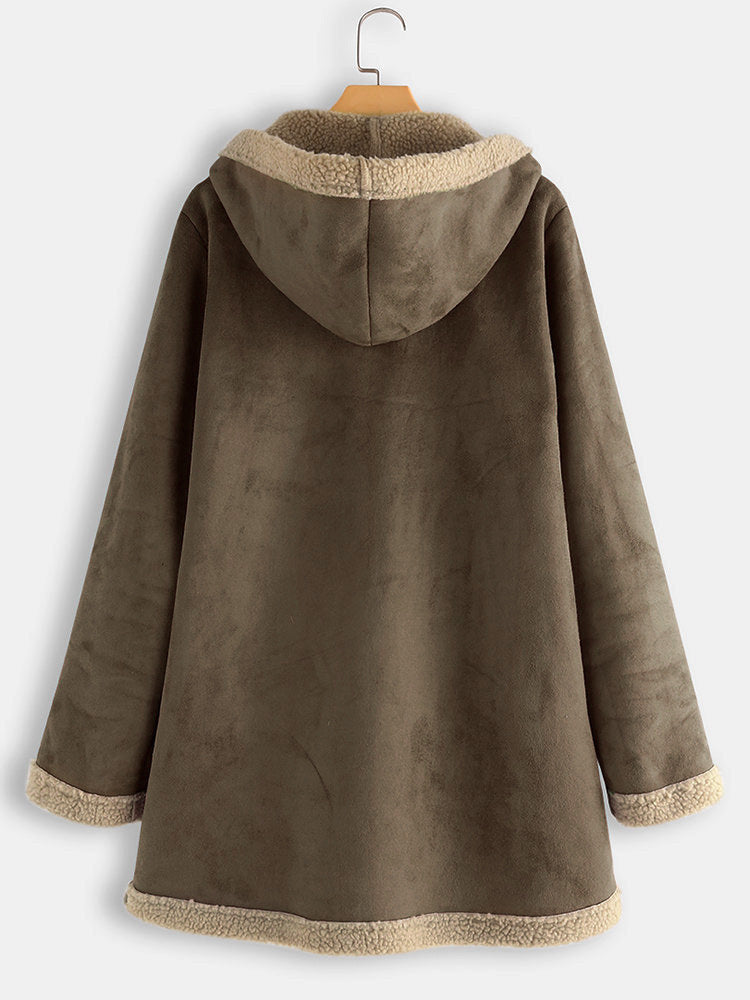 Chaqueta De Algodón Casual Con Capucha Y Vellón De Cuero