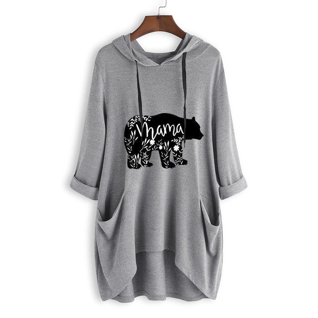 Suéter De Punto Con Capucha Y Manga 3/4 Con Estampado De Dibujos Animados